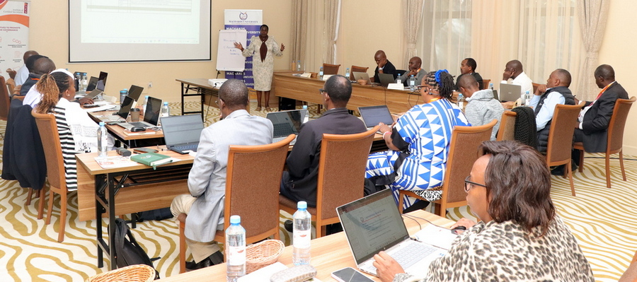 The Vice-Chancellor Prof. Joyce J. Agalo doing a presentation